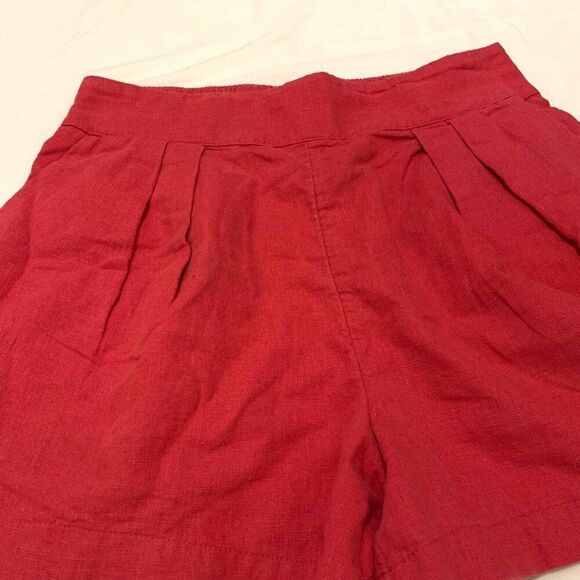 Abercrombie & Fitch Sz S linen blend high rise pleated pullover shorts pockets - Picture 6 of 6
